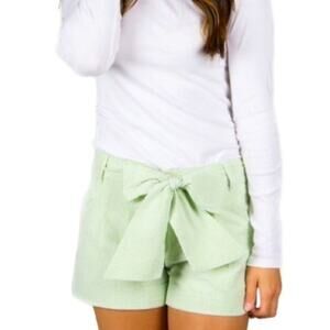 Lauren James Co. Green Seersucker Bow Shorts